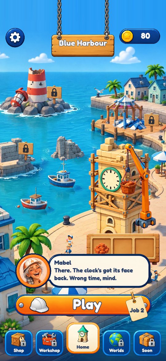 Blue Harbour with its clock tower being rebuilt